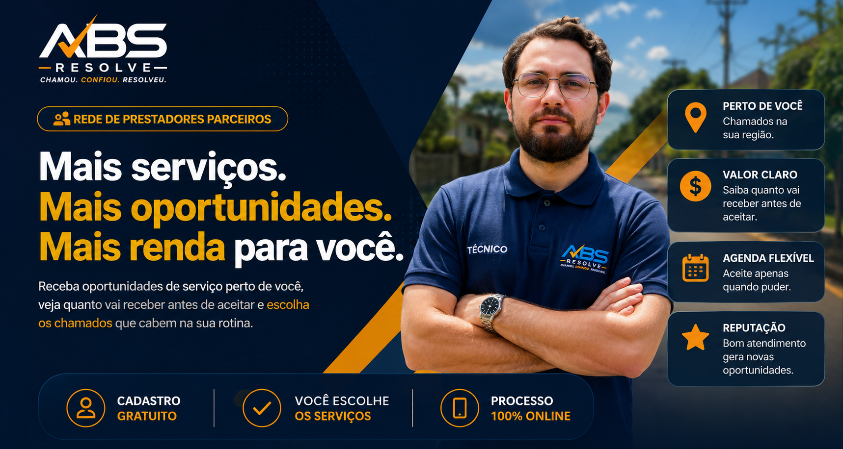 ABS Resolve — Mais serviços. Mais oportunidades. Mais renda para você.